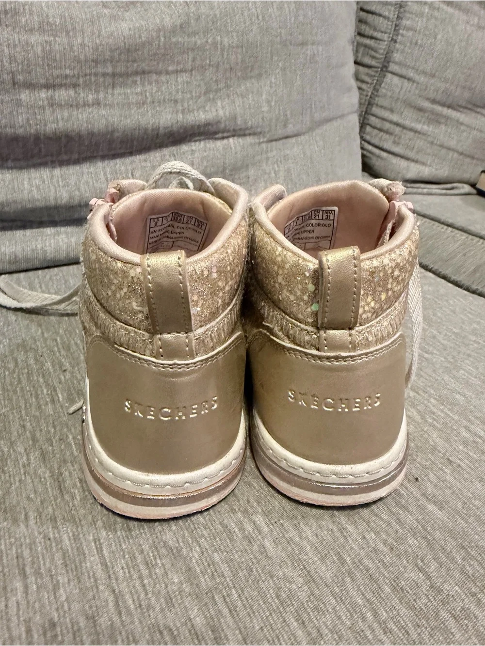 Skechers Girls' Metallic Gold Glitter High-Top Sneakers